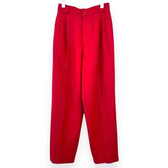Vintage Collectible Gold By Giorgio Sant Angelo Red Wide Leg Wool Pants sz 6 - Picture 1 of 5